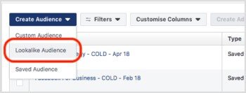 facebook create event based look alike audience